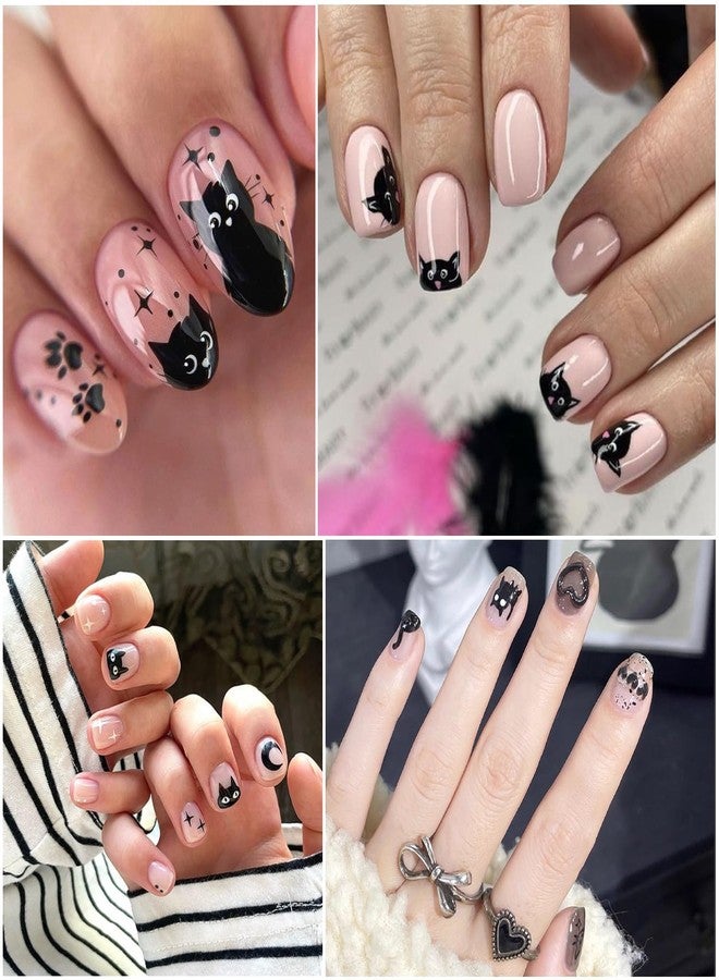BSBTBZ Cat Nail Stickers - 8 Sheets Cute 3D Self Adhesive Gold Silver Black White Cat Design Decals for Kids, Girls, Women DIY Nail Decoration - Image 2